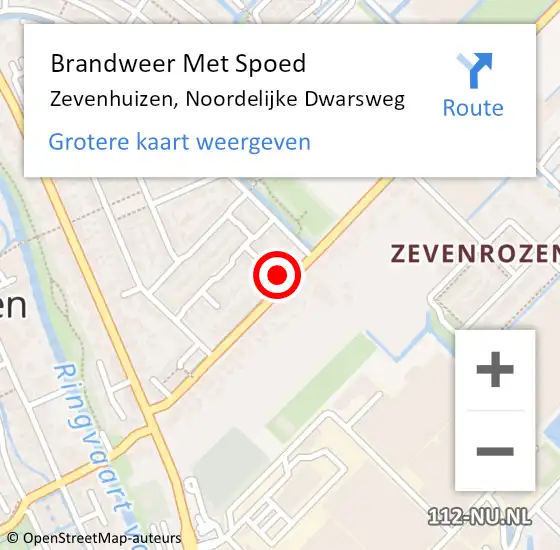 Locatie op kaart van de 112 melding: Brandweer Met Spoed Naar Zevenhuizen, Noordelijke Dwarsweg op 29 augustus 2024 07:15