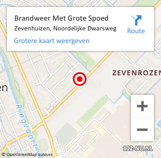 Locatie op kaart van de 112 melding: Brandweer Met Grote Spoed Naar Zevenhuizen, Noordelijke Dwarsweg op 29 augustus 2024 07:16