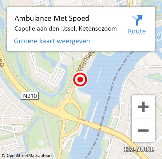 Locatie op kaart van de 112 melding: Ambulance Met Spoed Naar Capelle aan den IJssel, Ketensezoom op 29 augustus 2024 07:39