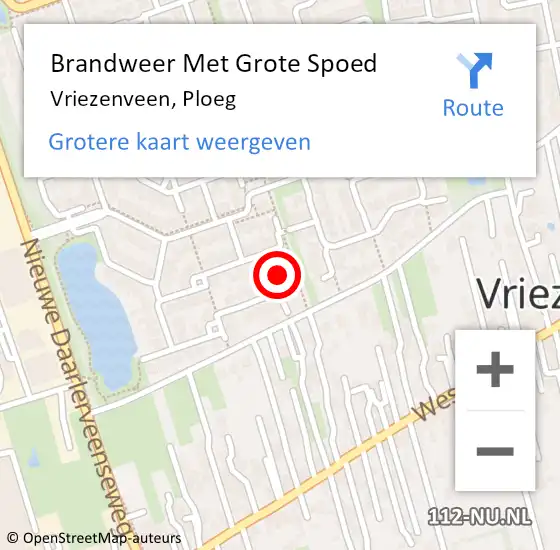 Locatie op kaart van de 112 melding: Brandweer Met Grote Spoed Naar Vriezenveen, Ploeg op 29 augustus 2024 07:57