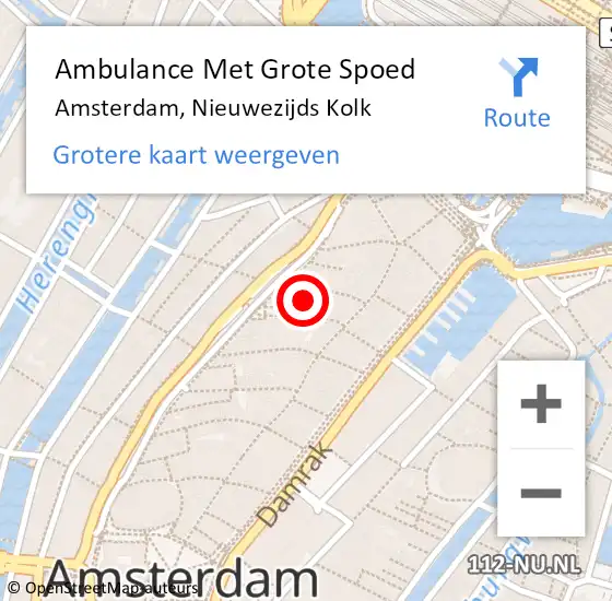 Locatie op kaart van de 112 melding: Ambulance Met Grote Spoed Naar Amsterdam, Nieuwezijds Kolk op 29 augustus 2024 08:11