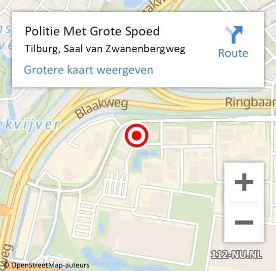 Locatie op kaart van de 112 melding: Politie Met Grote Spoed Naar Tilburg, Saal van Zwanenbergweg op 29 augustus 2024 08:36