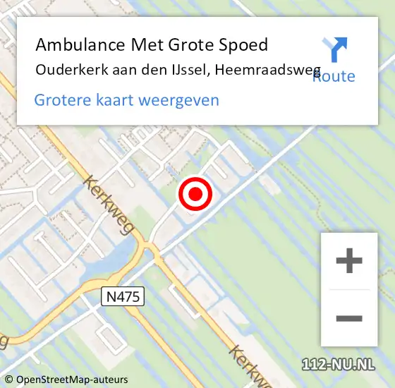 Locatie op kaart van de 112 melding: Ambulance Met Grote Spoed Naar Ouderkerk aan den IJssel, Heemraadsweg op 29 augustus 2024 08:42