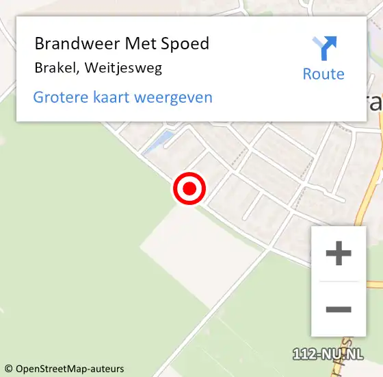 Locatie op kaart van de 112 melding: Brandweer Met Spoed Naar Brakel, Weitjesweg op 29 augustus 2024 08:56