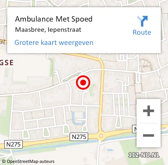 Locatie op kaart van de 112 melding: Ambulance Met Spoed Naar Maasbree, Iepenstraat op 18 oktober 2014 05:48