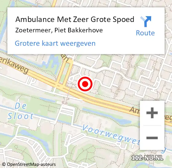 Locatie op kaart van de 112 melding: Ambulance Met Zeer Grote Spoed Naar Zoetermeer, Piet Bakkerhove op 29 augustus 2024 09:05