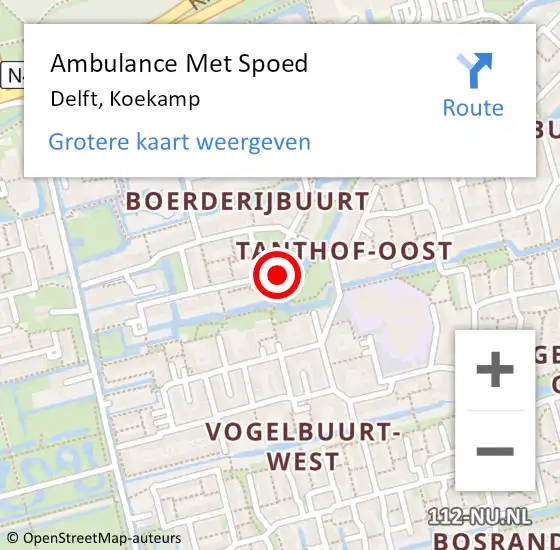 Locatie op kaart van de 112 melding: Ambulance Met Spoed Naar Delft, Koekamp op 29 augustus 2024 09:05