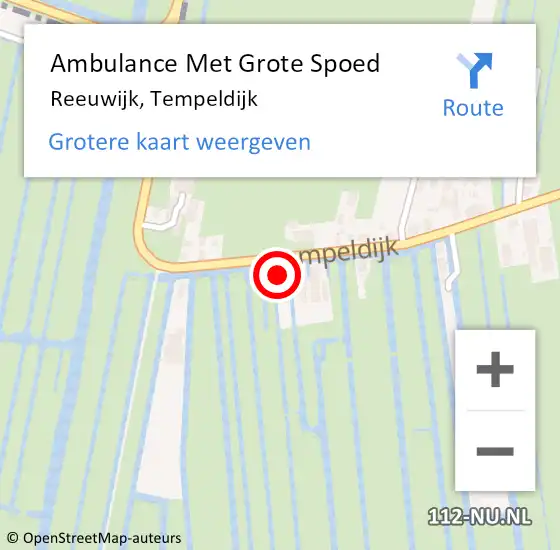 Locatie op kaart van de 112 melding: Ambulance Met Grote Spoed Naar Reeuwijk, Tempeldijk op 29 augustus 2024 09:18