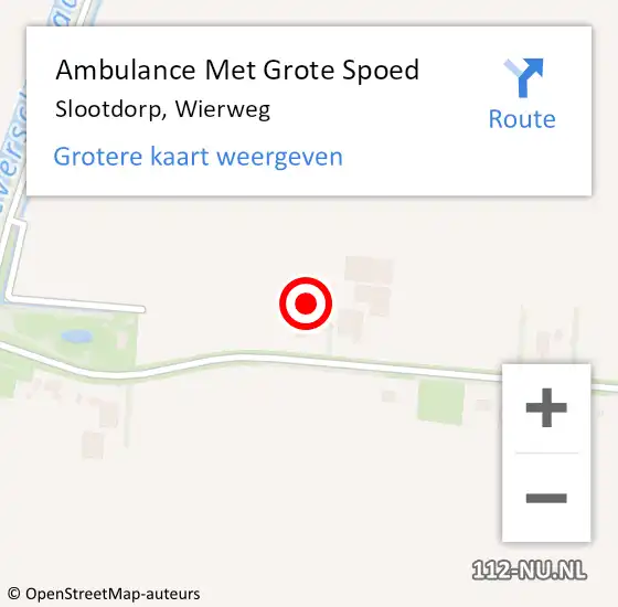 Locatie op kaart van de 112 melding: Ambulance Met Grote Spoed Naar Slootdorp, Wierweg op 29 augustus 2024 09:23