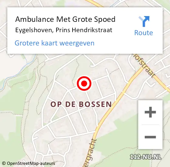 Locatie op kaart van de 112 melding: Ambulance Met Grote Spoed Naar Eygelshoven, Prins Hendrikstraat op 18 oktober 2013 00:07