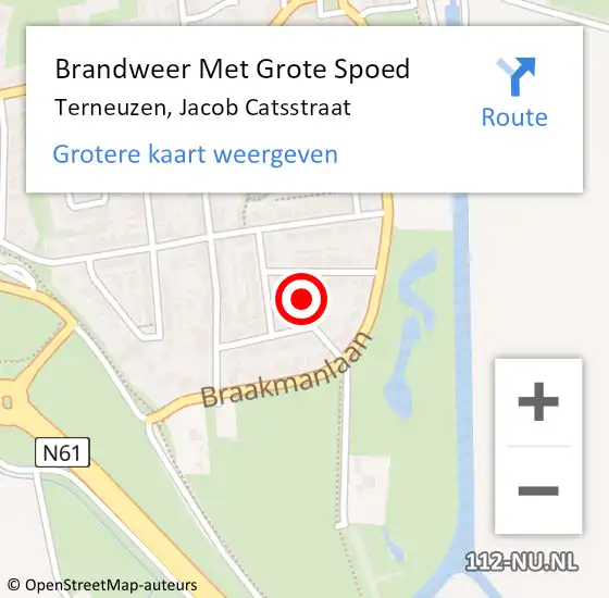 Locatie op kaart van de 112 melding: Brandweer Met Grote Spoed Naar Terneuzen, Jacob Catsstraat op 29 augustus 2024 09:28