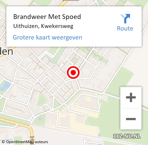 Locatie op kaart van de 112 melding: Brandweer Met Spoed Naar Uithuizen, Kwekersweg op 29 augustus 2024 09:50