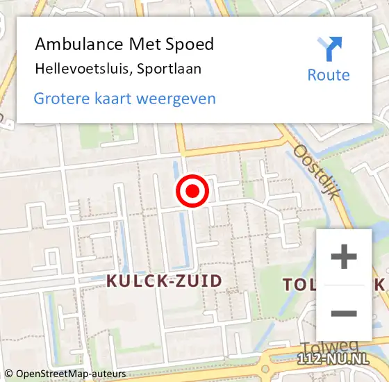 Locatie op kaart van de 112 melding: Ambulance Met Spoed Naar Hellevoetsluis, Sportlaan op 29 augustus 2024 09:52