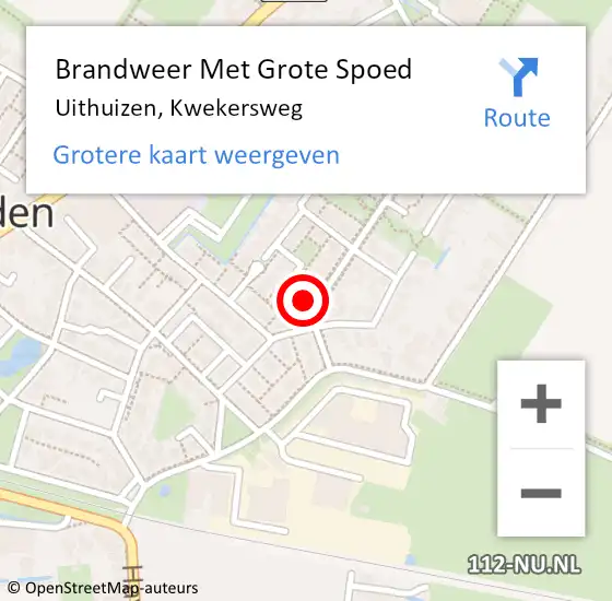 Locatie op kaart van de 112 melding: Brandweer Met Grote Spoed Naar Uithuizen, Kwekersweg op 29 augustus 2024 09:55