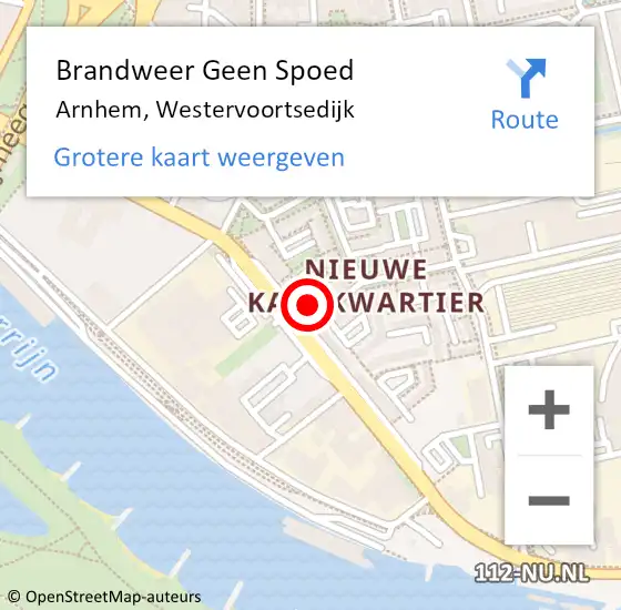 Locatie op kaart van de 112 melding: Brandweer Geen Spoed Naar Arnhem, Westervoortsedijk op 29 augustus 2024 09:57