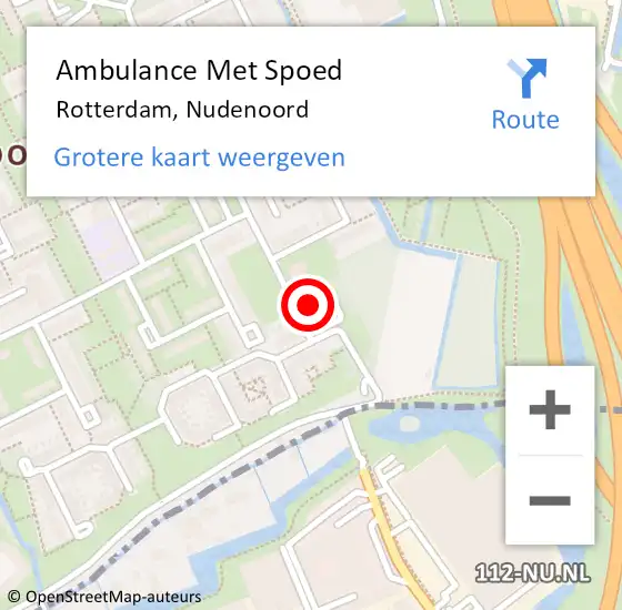 Locatie op kaart van de 112 melding: Ambulance Met Spoed Naar Rotterdam, Nudenoord op 29 augustus 2024 09:57