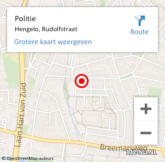 Locatie op kaart van de 112 melding: Politie Hengelo, Rudolfstraat op 29 augustus 2024 10:29