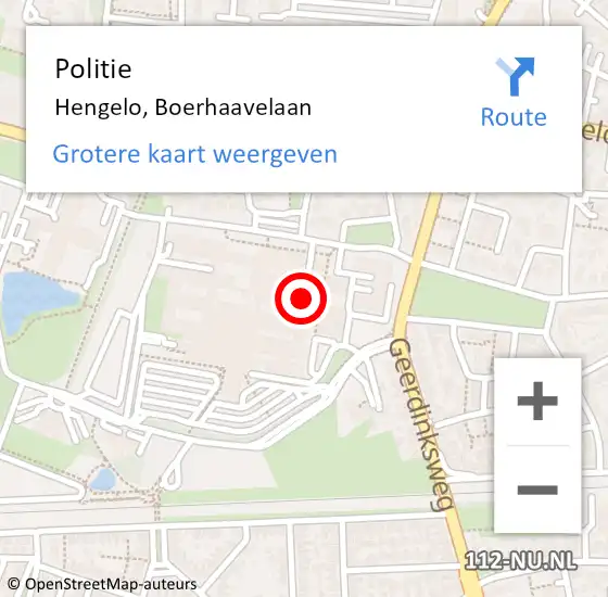 Locatie op kaart van de 112 melding: Politie Hengelo, Boerhaavelaan op 29 augustus 2024 10:35