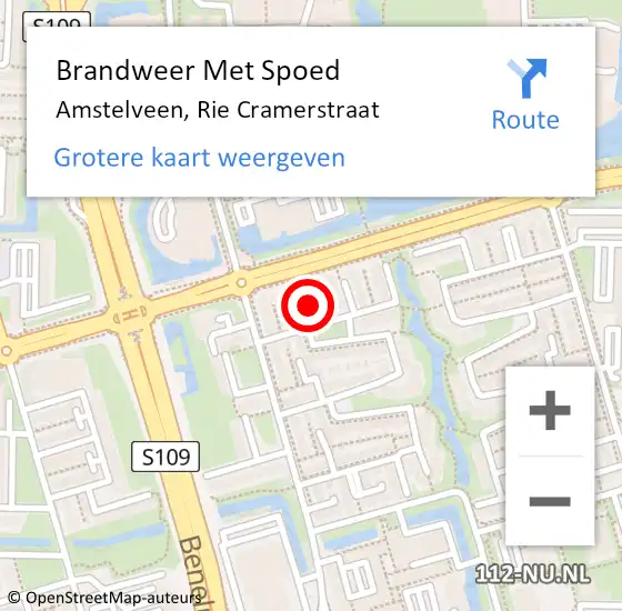 Locatie op kaart van de 112 melding: Brandweer Met Spoed Naar Amstelveen, Rie Cramerstraat op 29 augustus 2024 10:36