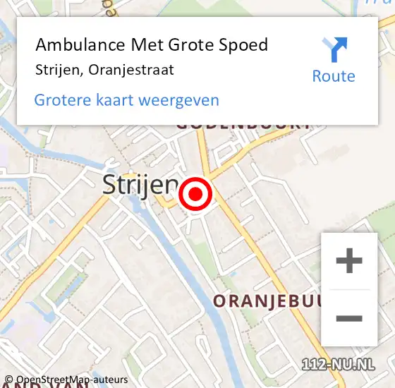 Locatie op kaart van de 112 melding: Ambulance Met Grote Spoed Naar Strijen, Oranjestraat op 29 augustus 2024 10:54