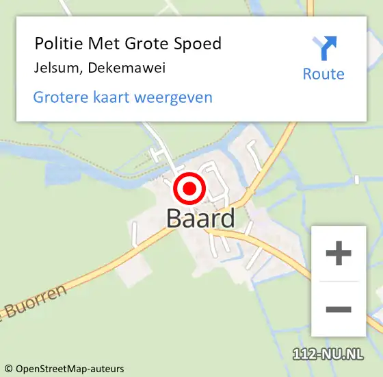 Locatie op kaart van de 112 melding: Politie Met Grote Spoed Naar Jelsum, Dekemawei op 29 augustus 2024 11:04