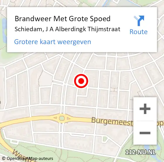 Locatie op kaart van de 112 melding: Brandweer Met Grote Spoed Naar Schiedam, J A Alberdingk Thijmstraat op 29 augustus 2024 11:32