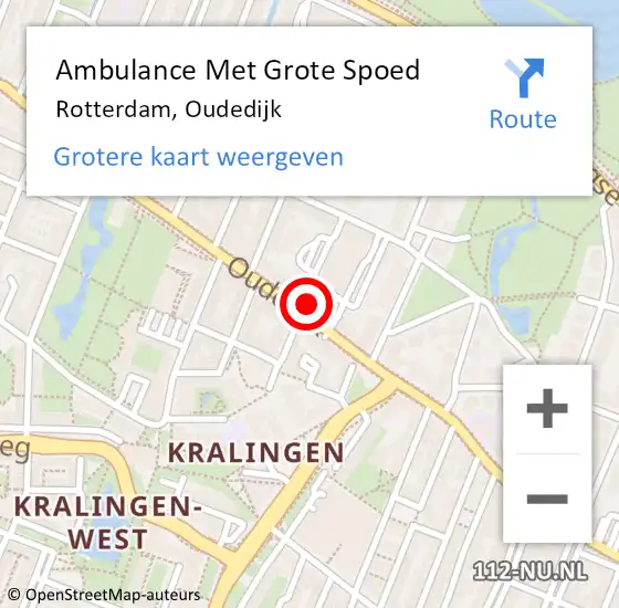 Locatie op kaart van de 112 melding: Ambulance Met Grote Spoed Naar Rotterdam, Oudedijk op 29 augustus 2024 11:47