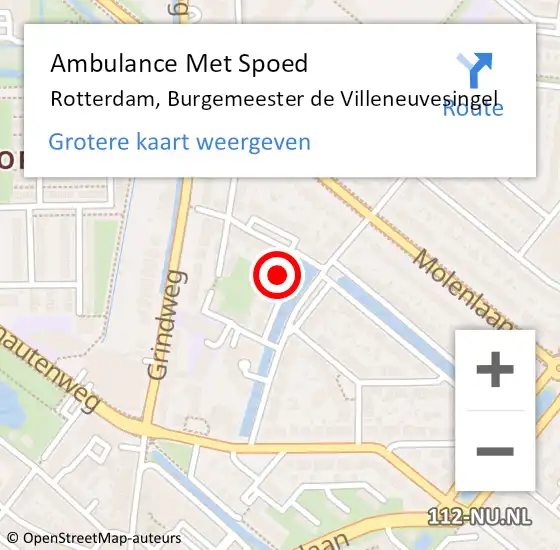 Locatie op kaart van de 112 melding: Ambulance Met Spoed Naar Rotterdam, Burgemeester de Villeneuvesingel op 29 augustus 2024 11:49