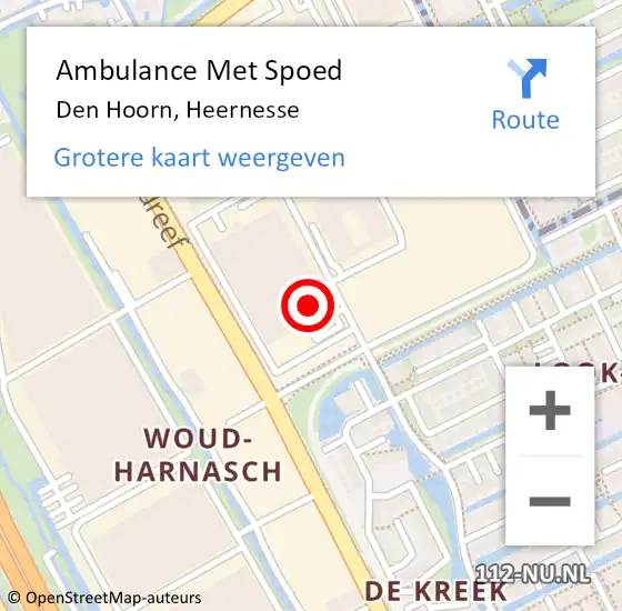 Locatie op kaart van de 112 melding: Ambulance Met Spoed Naar Den Hoorn, Heernesse op 29 augustus 2024 12:14