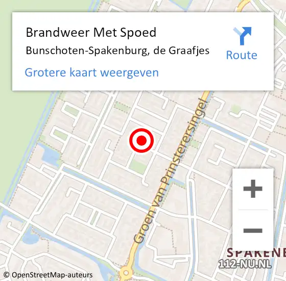 Locatie op kaart van de 112 melding: Brandweer Met Spoed Naar Bunschoten-Spakenburg, de Graafjes op 29 augustus 2024 12:16