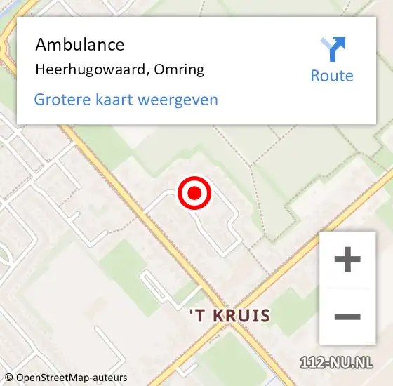 Locatie op kaart van de 112 melding: Ambulance Heerhugowaard, Omring op 29 augustus 2024 12:29