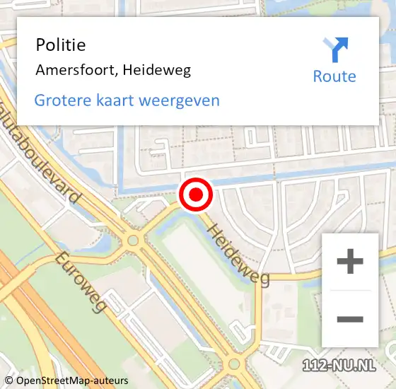 Locatie op kaart van de 112 melding: Politie Amersfoort, Heideweg op 29 augustus 2024 12:35