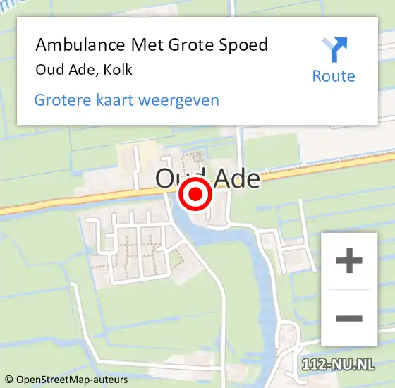 Locatie op kaart van de 112 melding: Ambulance Met Grote Spoed Naar Oud Ade, Kolk op 29 augustus 2024 12:45