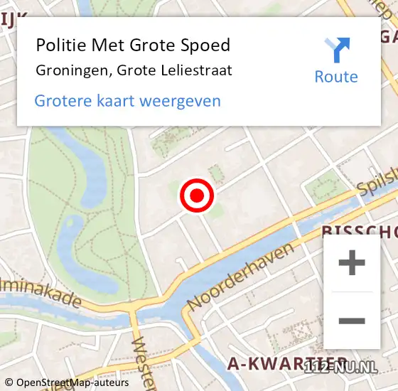 Locatie op kaart van de 112 melding: Politie Met Grote Spoed Naar Groningen, Grote Leliestraat op 29 augustus 2024 13:00