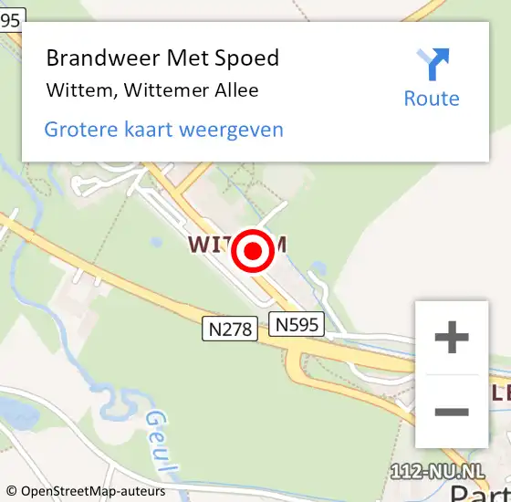 Locatie op kaart van de 112 melding: Brandweer Met Spoed Naar Wittem, Wittemer Allee op 29 augustus 2024 13:12