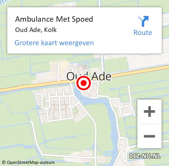 Locatie op kaart van de 112 melding: Ambulance Met Spoed Naar Oud Ade, Kolk op 29 augustus 2024 13:13