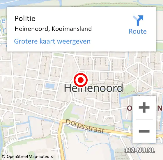 Locatie op kaart van de 112 melding: Politie Heinenoord, Kooimansland op 29 augustus 2024 13:14