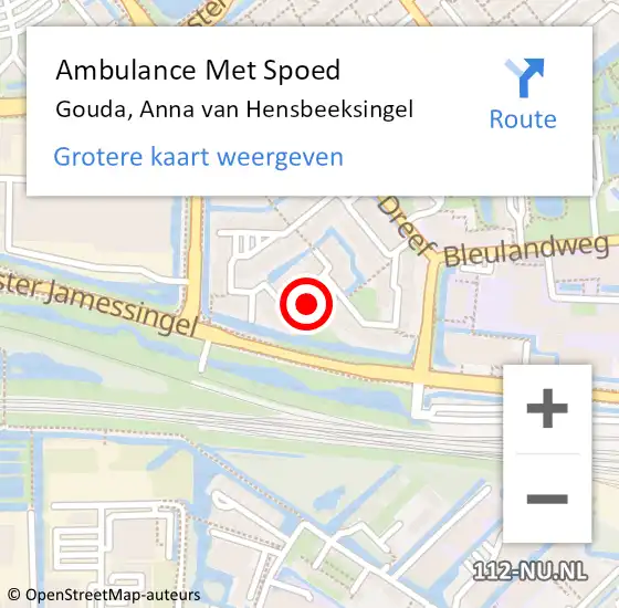 Locatie op kaart van de 112 melding: Ambulance Met Spoed Naar Gouda, Anna van Hensbeeksingel op 29 augustus 2024 13:20