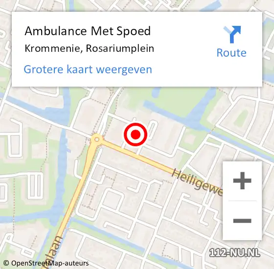 Locatie op kaart van de 112 melding: Ambulance Met Spoed Naar Krommenie, Rosariumplein op 29 augustus 2024 13:32