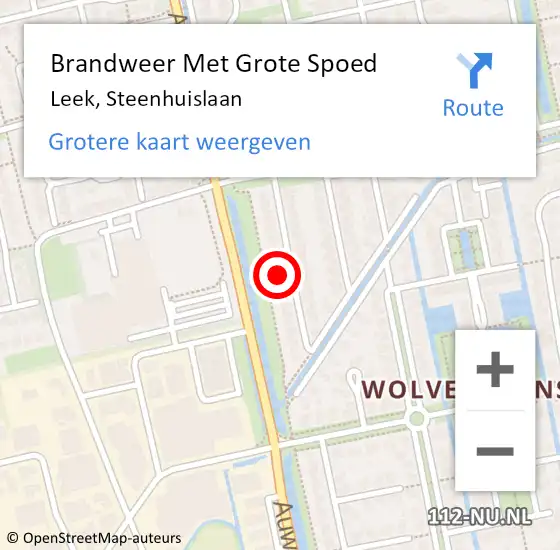 Locatie op kaart van de 112 melding: Brandweer Met Grote Spoed Naar Leek, Steenhuislaan op 29 augustus 2024 13:32