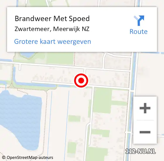 Locatie op kaart van de 112 melding: Brandweer Met Spoed Naar Zwartemeer, Meerwijk NZ op 29 augustus 2024 13:34