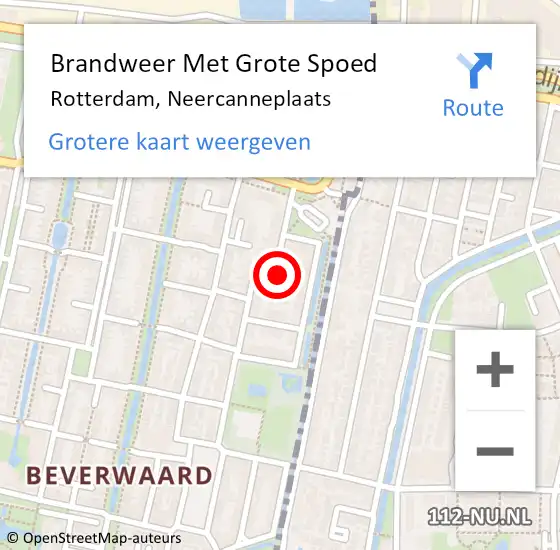 Locatie op kaart van de 112 melding: Brandweer Met Grote Spoed Naar Rotterdam, Neercanneplaats op 29 augustus 2024 14:03