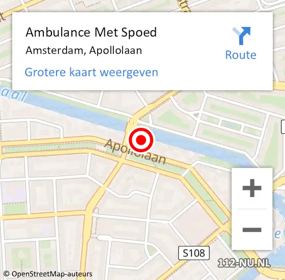 Locatie op kaart van de 112 melding: Ambulance Met Spoed Naar Amsterdam, Apollolaan op 29 augustus 2024 14:03