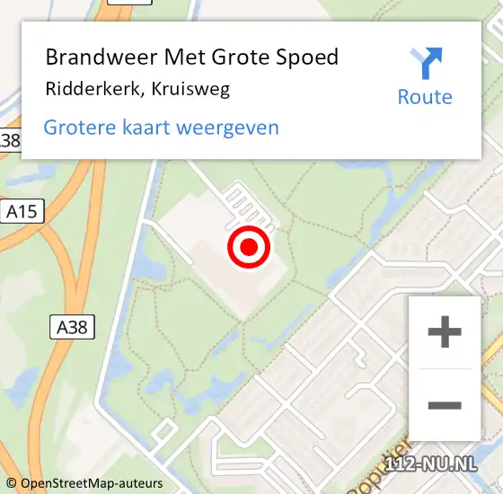 Locatie op kaart van de 112 melding: Brandweer Met Grote Spoed Naar Ridderkerk, Kruisweg op 29 augustus 2024 14:04