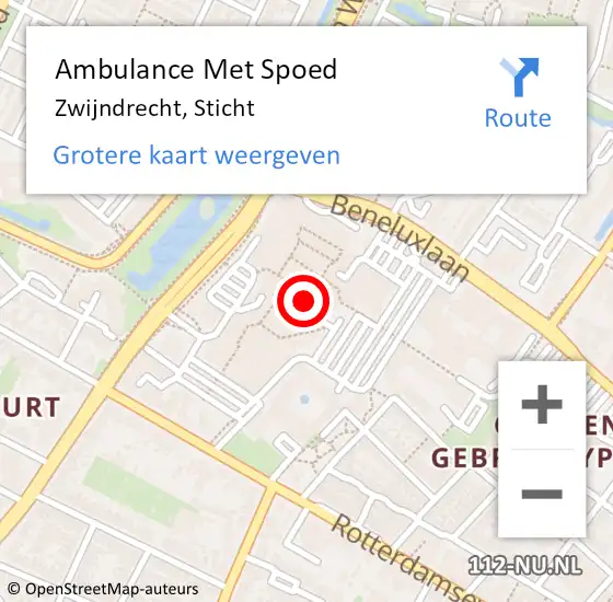 Locatie op kaart van de 112 melding: Ambulance Met Spoed Naar Zwijndrecht, Sticht op 29 augustus 2024 14:06