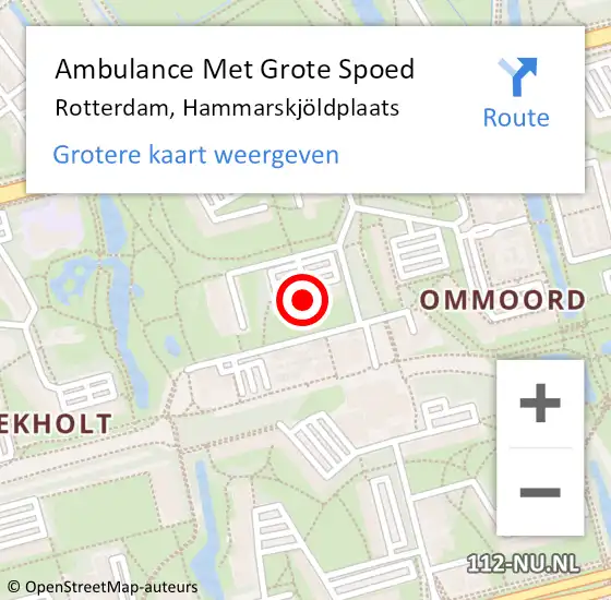 Locatie op kaart van de 112 melding: Ambulance Met Grote Spoed Naar Rotterdam, Hammarskjöldplaats op 29 augustus 2024 14:28