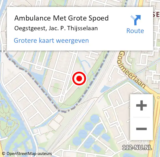 Locatie op kaart van de 112 melding: Ambulance Met Grote Spoed Naar Oegstgeest, Jac. P. Thijsselaan op 29 augustus 2024 14:30