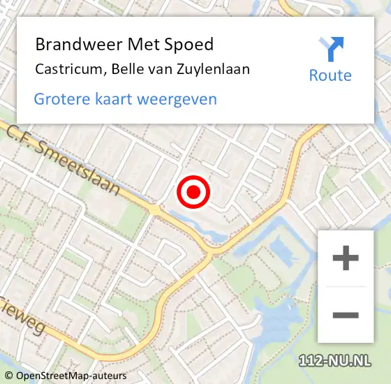 Locatie op kaart van de 112 melding: Brandweer Met Spoed Naar Castricum, Belle van Zuylenlaan op 29 augustus 2024 14:33