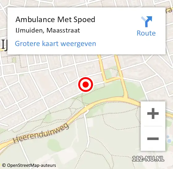 Locatie op kaart van de 112 melding: Ambulance Met Spoed Naar IJmuiden, Maasstraat op 29 augustus 2024 14:40