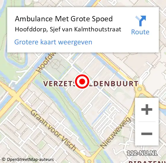 Locatie op kaart van de 112 melding: Ambulance Met Grote Spoed Naar Hoofddorp, Sjef van Kalmthoutstraat op 29 augustus 2024 14:46